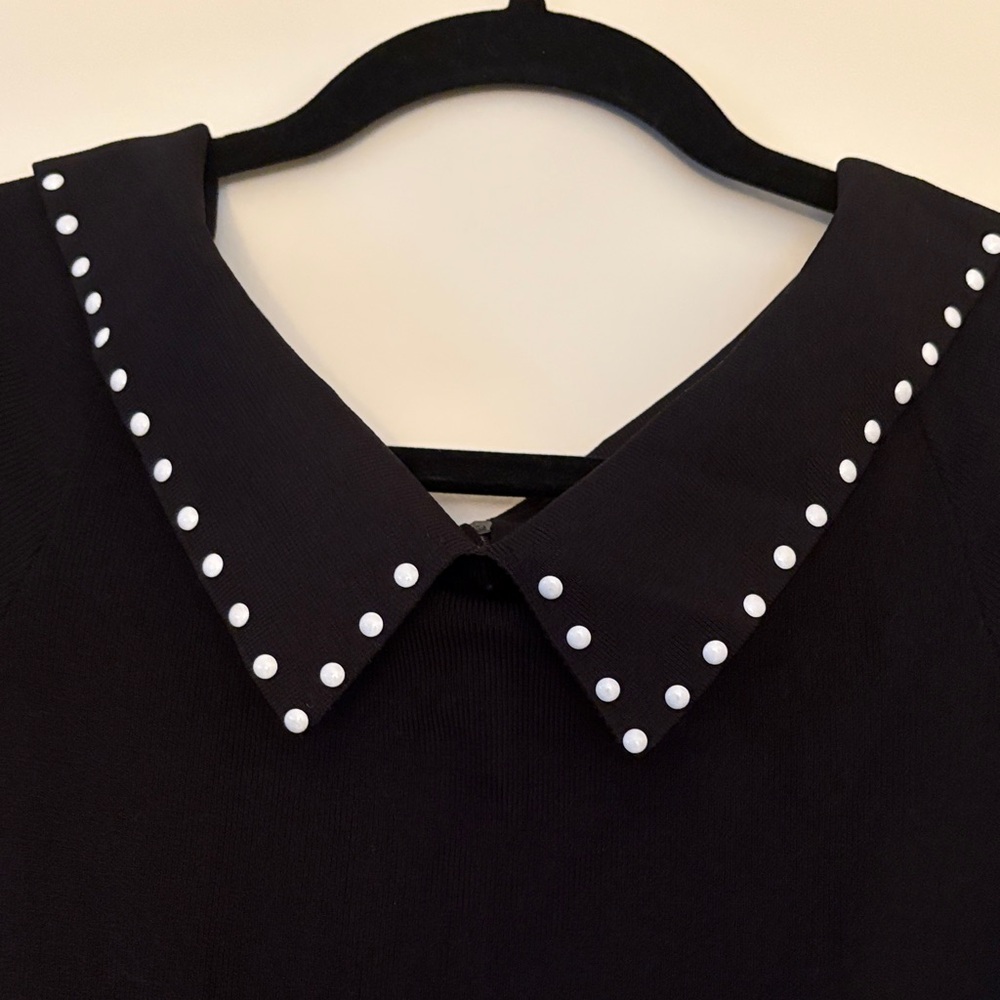 Sandro Black Dress with White Studded Accents - Picture 4 of 7